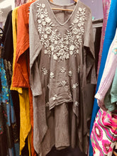 Load image into Gallery viewer, Smokey Taupe and wildflowers dress