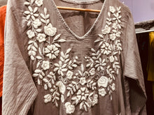 Load image into Gallery viewer, Smokey Taupe and wildflowers dress